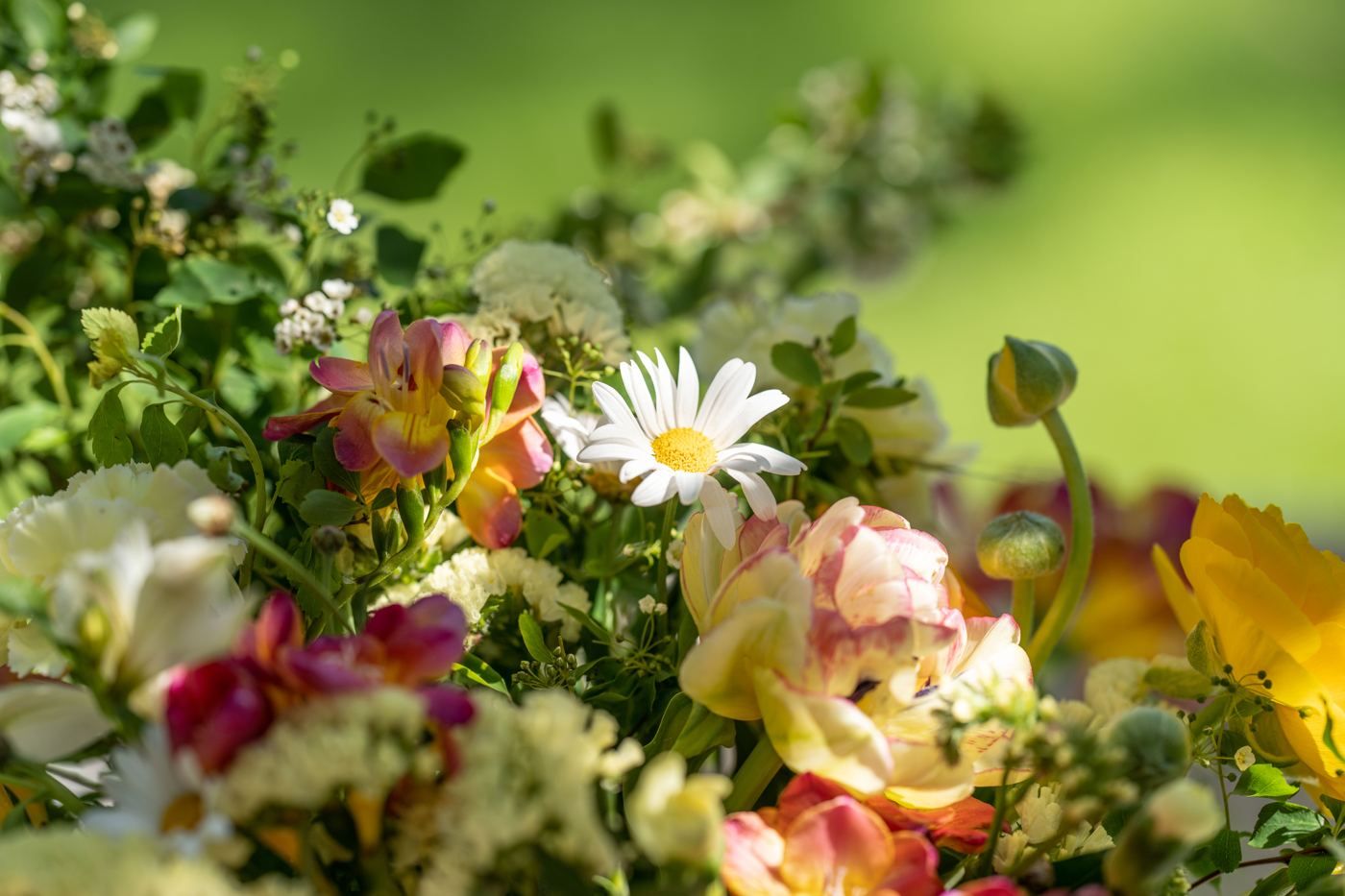 Gros plan sur les fleurs d'un bouquet de printemps